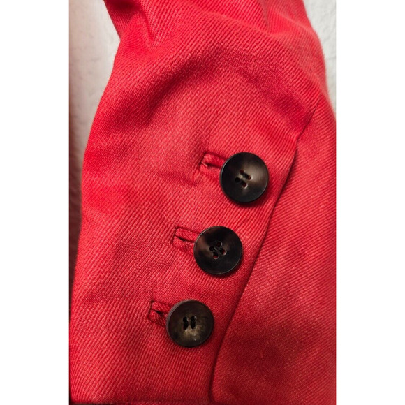 Helmut Lang Women Moto Blazer Jacket 4 Red Linen Stretch Asymmetric Fitted Edgy - Picture 5 of 13